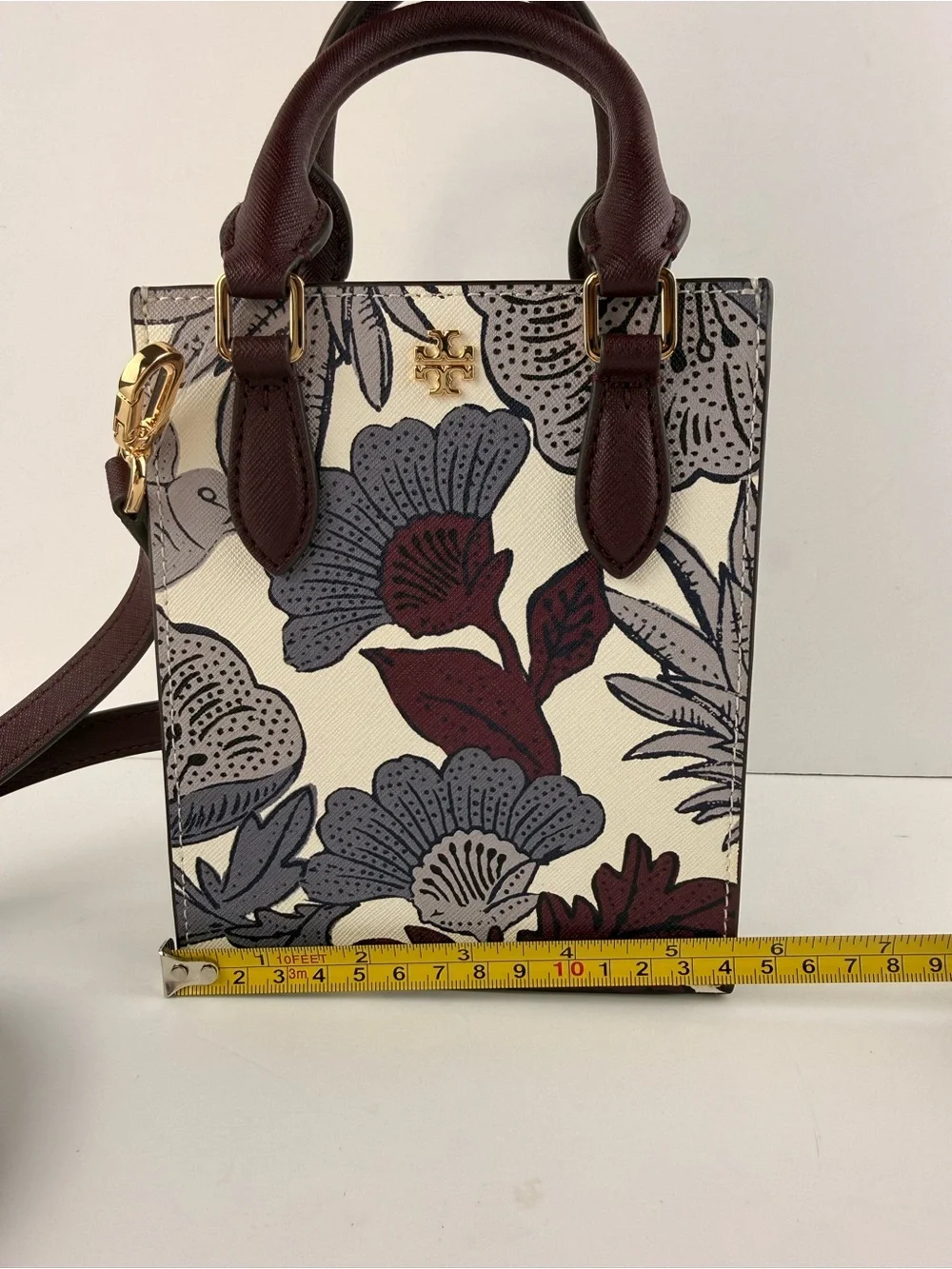 Tory Burch Emerson Printed Mini Shopper Tote Purple Wonderland Vine $395